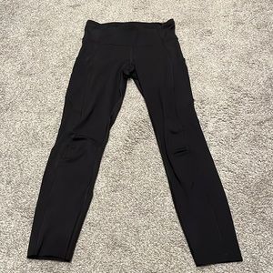 Black LuLulemon Fast & Free High Rise 7/8 Leggings-Size 4